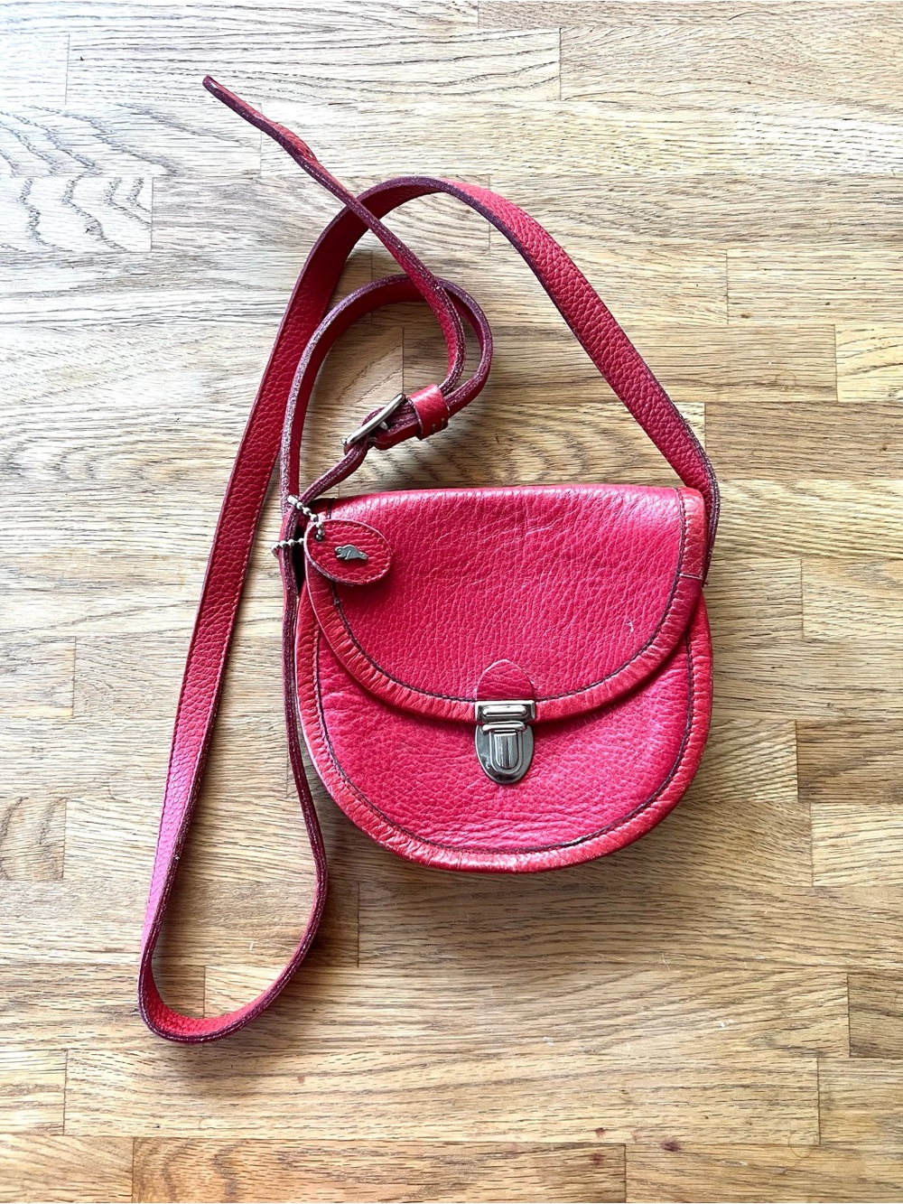 Red Leather Crossbody Saddle Bag